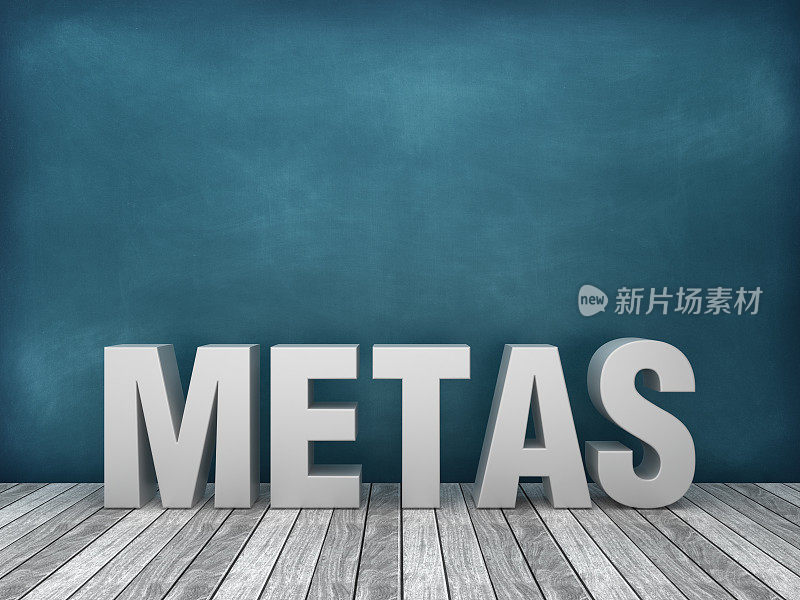 METAS西班牙语3D字在黑板背景- 3D渲染